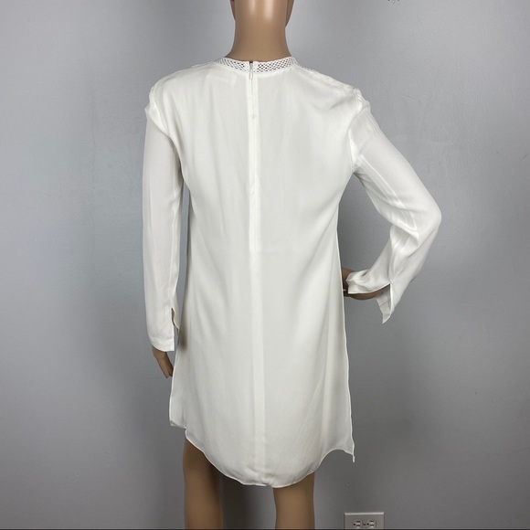 NEW A.L.C. WHITE CROCHET INSET SHIFT MINI DRESS - Picture 7 of 9